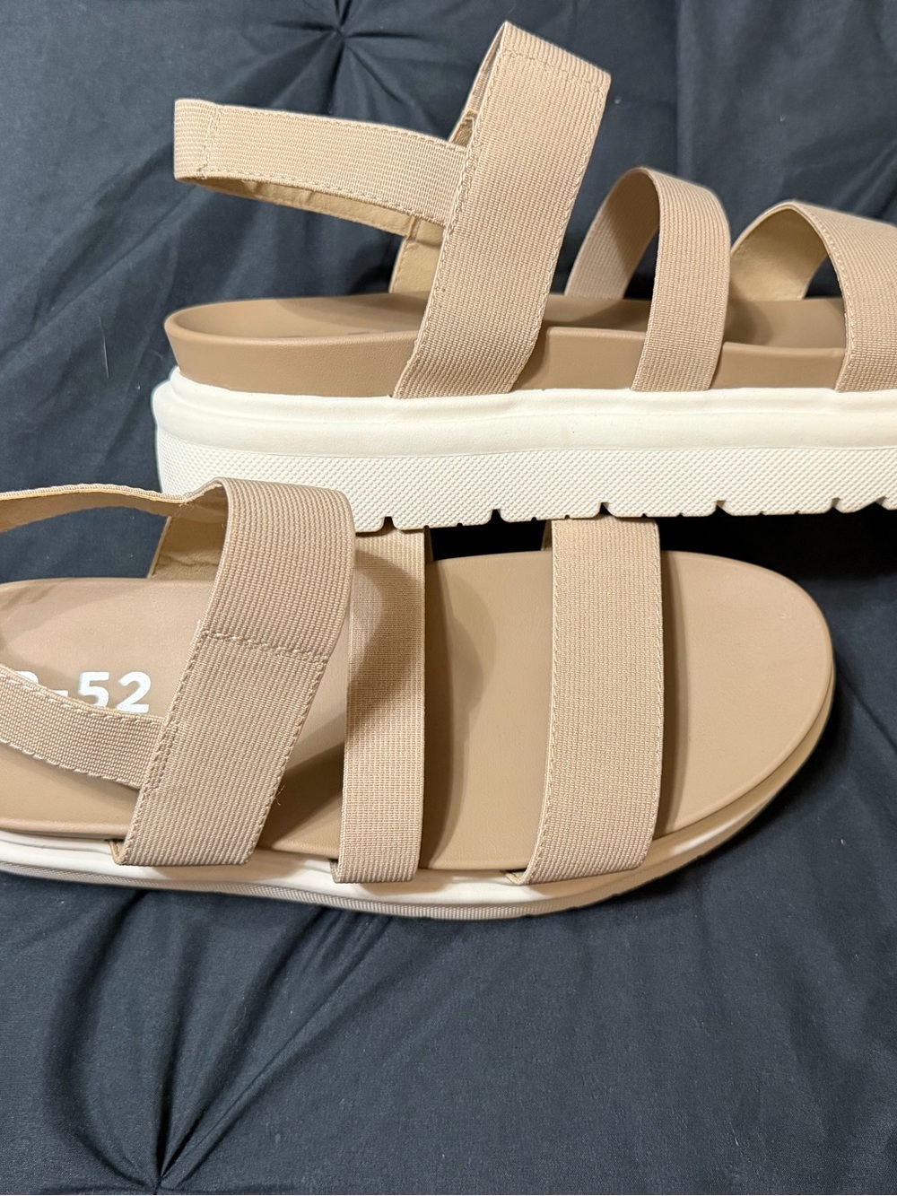 Beige Elastic Strap Platform Sandals for Women